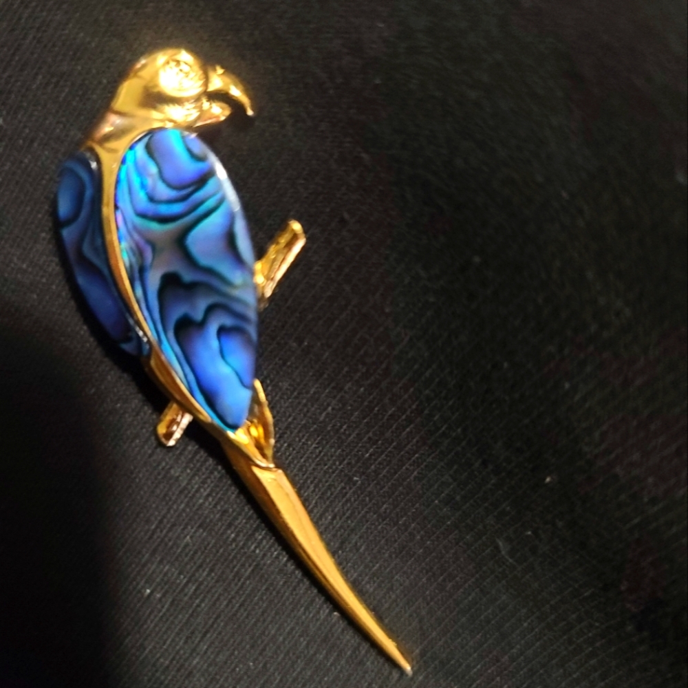 Antique pin brooches - blue bird
